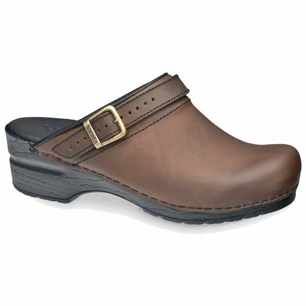 MORSE Women's Leather Open Back Clog in Antique Brown, Size 6.5-7, PR, Sanita, Mfr#: 1200038-078-38